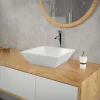 Waschbecken Quadratisch ohne Überlauf 41x41x12 cm Weiß aus Keramik ML-Design-ECD Germany Clearance
