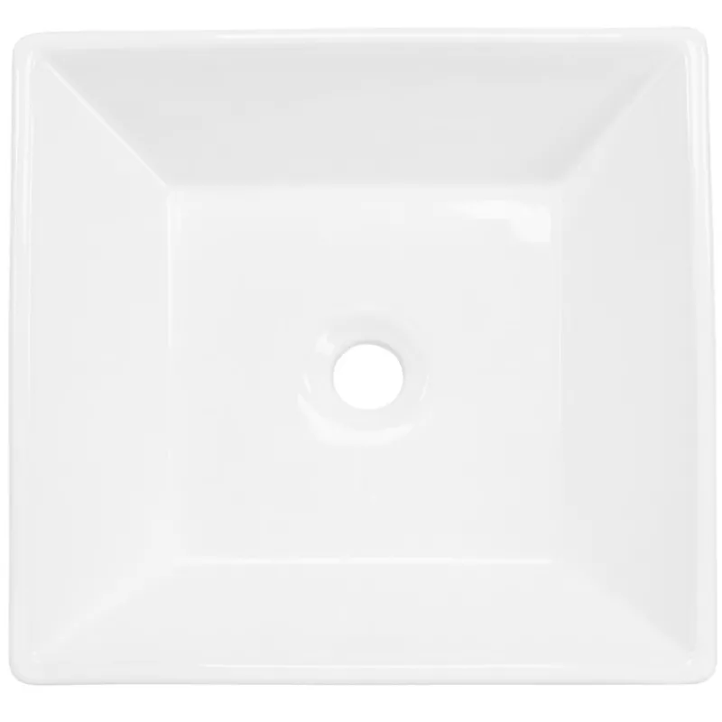 Waschbecken Quadratisch ohne Überlauf 41x41x12 cm Weiß aus Keramik ML-Design-ECD Germany Clearance