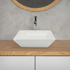 Waschbecken Quadratisch ohne Überlauf 41x41x12 cm Weiß aus Keramik ML-Design-ECD Germany Clearance