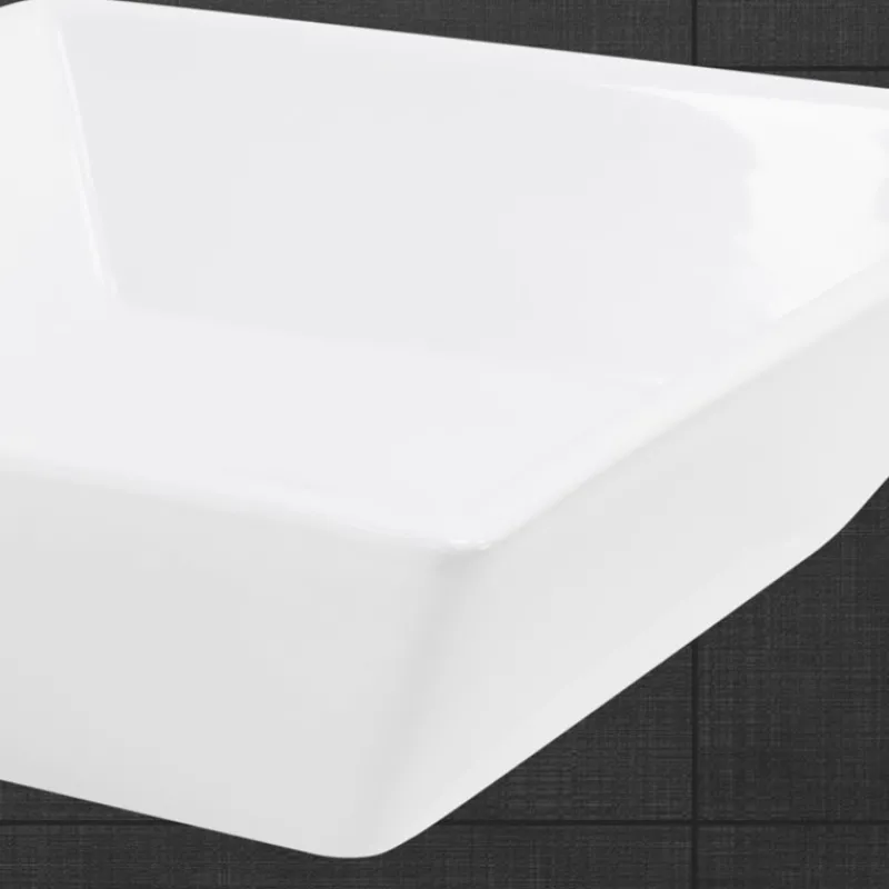 Waschbecken Quadratisch ohne Überlauf 41x41x12 cm Weiß aus Keramik ML-Design-ECD Germany Clearance