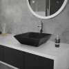 Waschbecken Quadratisch ohne Überlauf 41x41x12 cm Schwarz aus Keramik ML-Design-ECD Germany Clearance