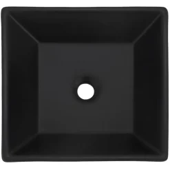 Waschbecken Quadratisch ohne Überlauf 41x41x12 cm Schwarz aus Keramik ML-Design-ECD Germany Clearance