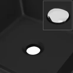 Waschbecken Quadratisch ohne Überlauf 41x41x12 cm Schwarz aus Keramik ML-Design-ECD Germany Clearance