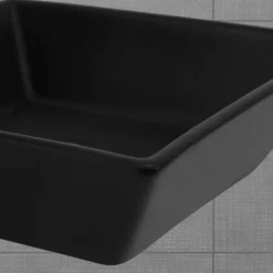 Waschbecken Quadratisch ohne Überlauf 41x41x12 cm Schwarz aus Keramik ML-Design-ECD Germany Clearance