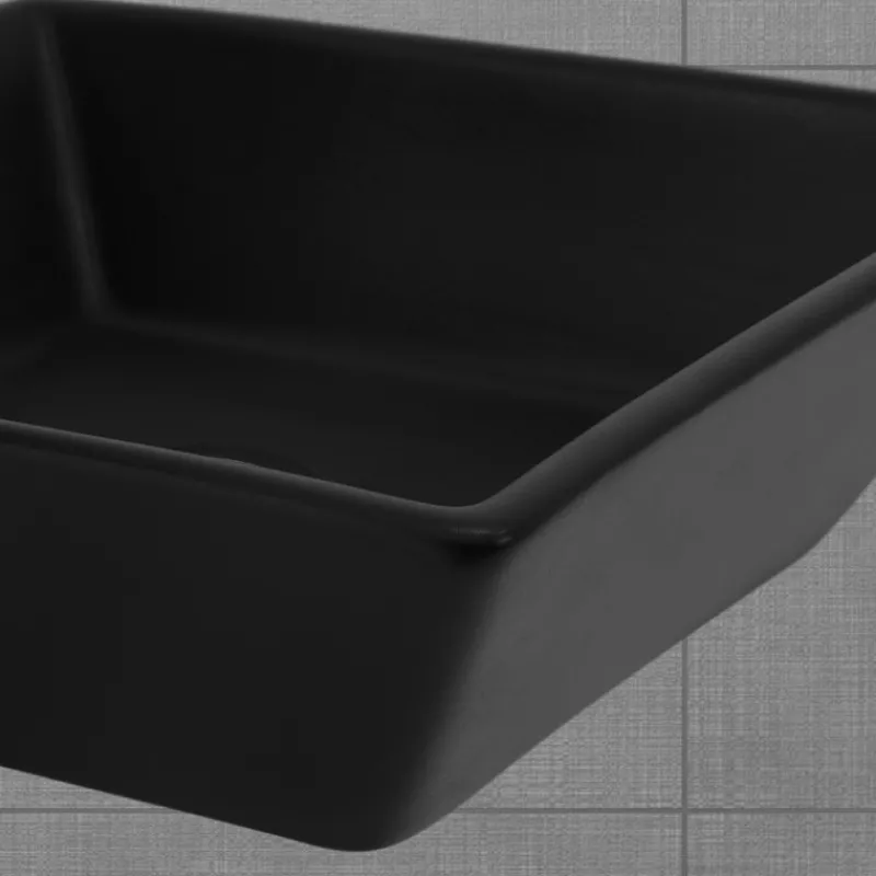 Waschbecken Quadratisch ohne Überlauf 41x41x12 cm Schwarz aus Keramik ML-Design-ECD Germany Clearance