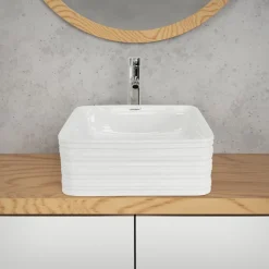 Waschbecken Quadratisch ohne Überlauf 39x39x15 cm Weiß aus Keramik ML-Design-ECD Germany Online