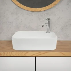 Waschbecken Quadratisch ohne Überlauf 43,5x43,5x12,5 cm Weiß aus Keramik-ECD Germany