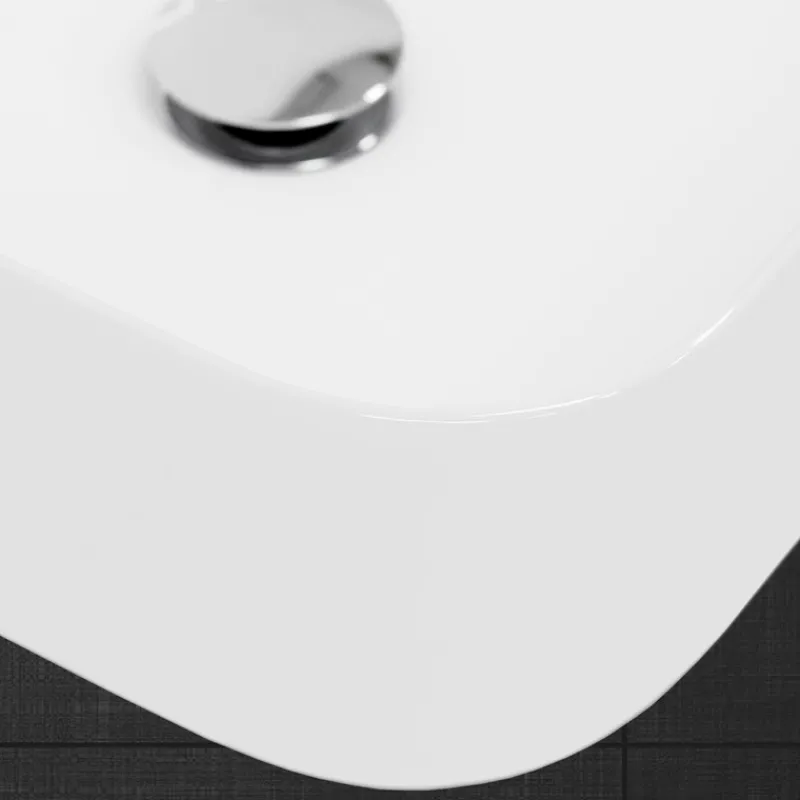 Waschbecken Quadratisch ohne Überlauf 48x38x14 cm Weiß aus Keramik-ECD Germany Hot