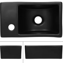 Waschbecken Recheckig ohne Überlauf 35,5x20,5x12,5 cm Schwarz aus Keramik ML-Design-ECD Germany Hot