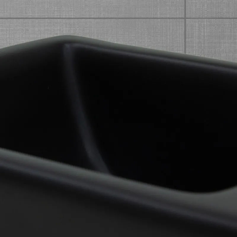 Waschbecken Recheckig ohne Überlauf 35,5x20,5x12,5 cm Schwarz aus Keramik ML-Design-ECD Germany Hot