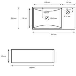 Waschbecken Recheckig ohne Überlauf 35,5x20,5x12,5 cm Schwarz aus Keramik ML-Design-ECD Germany Hot