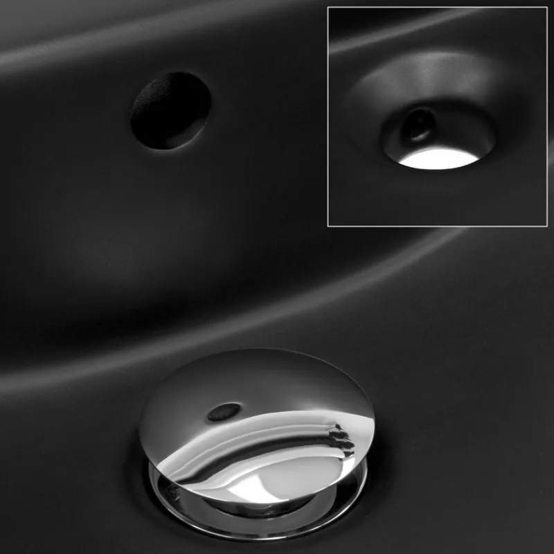 Waschbecken Rechteckig mit Überlauf 61x45,5x18,5 cm Schwarz aus Keramik ML-Design-ECD Germany Outlet