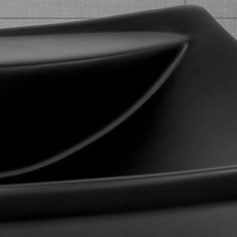Waschbecken Rechteckig mit Überlauf 61x45,5x18,5 cm Schwarz aus Keramik ML-Design-ECD Germany Outlet