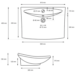 Waschbecken Rechteckig mit Überlauf 61x45,5x18,5 cm Schwarz aus Keramik ML-Design-ECD Germany Outlet