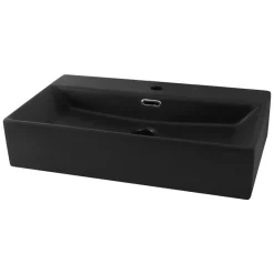 Waschbecken Rechteckig mit Überlauf 60,5x36,5x13 cm Schwarz aus Keramik ML-Design-ECD Germany Discount