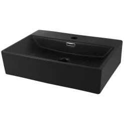 Waschbecken Rechteckig mit Überlauf 51,5x36x13 cm Schwarz aus Keramik ML-Design-ECD Germany Sale