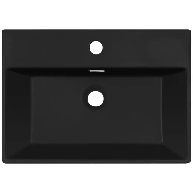 Waschbecken Rechteckig mit Überlauf 51,5x36x13 cm Schwarz aus Keramik ML-Design-ECD Germany Sale