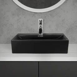 Waschbecken Rechteckig mit Überlauf 51,5x36x13 cm Schwarz aus Keramik ML-Design-ECD Germany Sale