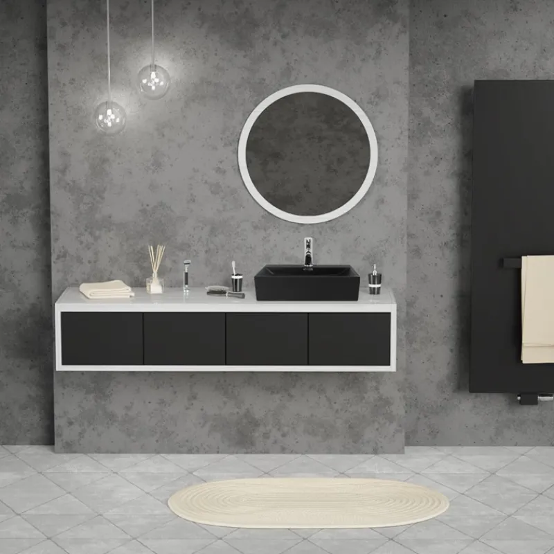 Waschbecken Rechteckig mit Überlauf 51,5x36x13 cm Schwarz aus Keramik ML-Design-ECD Germany Sale