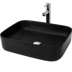 Waschbecken Rechteckig ohne Überlauf 51x40,5x13,5 cm Schwarz aus Keramik ML-Design-ECD Germany Clearance