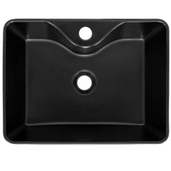 Waschbecken Rechteckig ohne Überlauf 49x36,5x14 mm Schwarz aus Keramik ML-Design-ECD Germany New