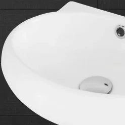 Waschbecken Rechts bündig 43x28x15 cm Weiß aus Keramik ML-Design-ECD Germany Outlet