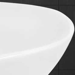 Waschbecken Rund Ø 420 x 170 mm Weiß inkl. Überlauf aus Keramik-ECD Germany Discount