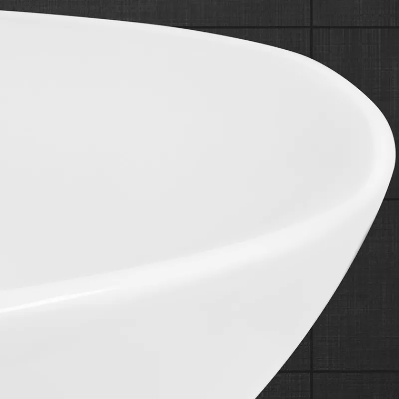 Waschbecken Rund Ø 420 x 170 mm Weiß inkl. Überlauf aus Keramik-ECD Germany Discount