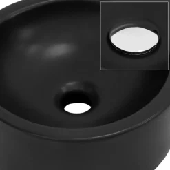 Waschbecken Rund mit Überlauf 45x36x13 cm Schwarz aus Keramik ML-Design-ECD Germany