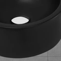 Waschbecken Rund mit Überlauf 45x36x13 cm Schwarz aus Keramik ML-Design-ECD Germany