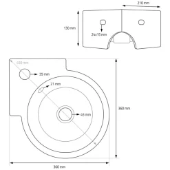 Waschbecken Rund mit Überlauf 45x36x13 cm Schwarz aus Keramik ML-Design-ECD Germany