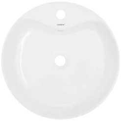 Waschbecken Rund mit Überlauf Ø 46x15,5 cm Weiß aus Keramik-ECD Germany Hot