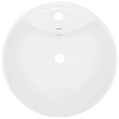 Waschbecken Rund mit Überlauf Ø 45,5x18,5 cm Weiß aus Keramik-ECD Germany Hot