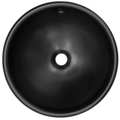 Waschbecken Rund mit Überlauf Ø 42x17 cm Schwarz aus Keramik ML-Design-ECD Germany Outlet