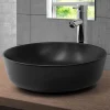 Waschbecken Rund ohne Überlauf Ø 41,5x13,5 cm Schwarz aus Keramik ML-Design-ECD Germany Outlet