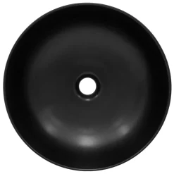 Waschbecken Rund ohne Überlauf Ø 41,5x13,5 cm Schwarz aus Keramik ML-Design-ECD Germany Outlet