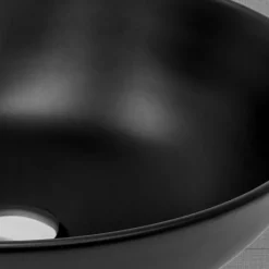 Waschbecken Rund ohne Überlauf Ø 40x14,5 cm Schwarz aus Keramik ML-Design-ECD Germany