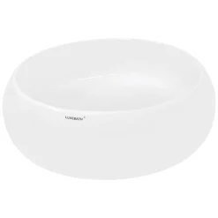 Waschbecken Rund ohne Überlauf Ø 35x12 cm Weiß aus Keramik-ECD Germany Online