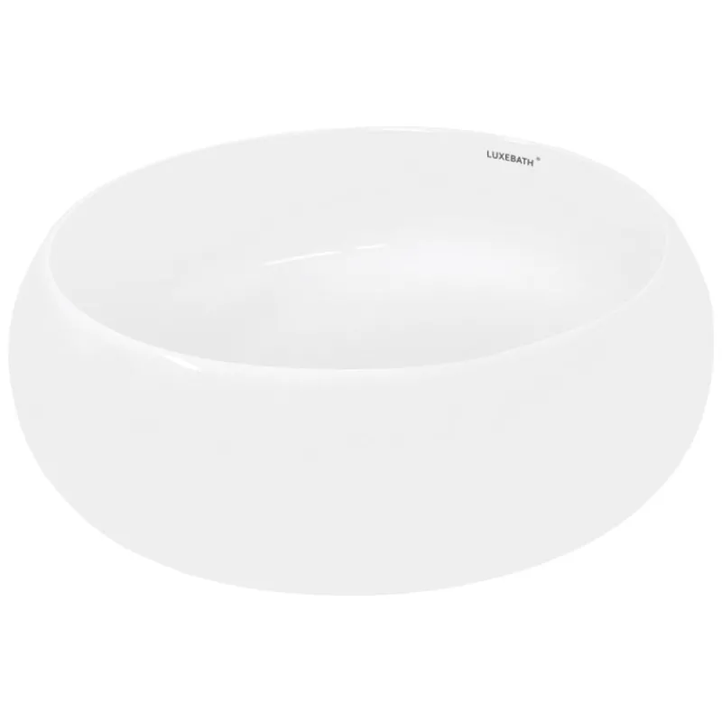 Waschbecken Rund ohne Überlauf Ø 40x35 cm Weiß aus Keramik-ECD Germany Clearance