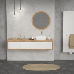 Waschbecken Rund ohne Überlauf Ø 40x35 cm Weiß aus Keramik-ECD Germany Clearance