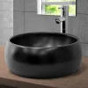 Waschbecken Rund ohne Überlauf Ø 40x15,5 cm Schwarz matt aus Keramik ML-Design-ECD Germany Hot