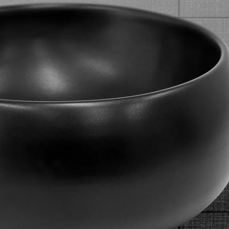 Waschbecken Rund ohne Überlauf Ø 40x15,5 cm Schwarz matt aus Keramik ML-Design-ECD Germany Hot