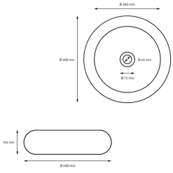 Waschbecken Rund ohne Überlauf Ø 40x15,5 cm Schwarz matt aus Keramik ML-Design-ECD Germany Hot