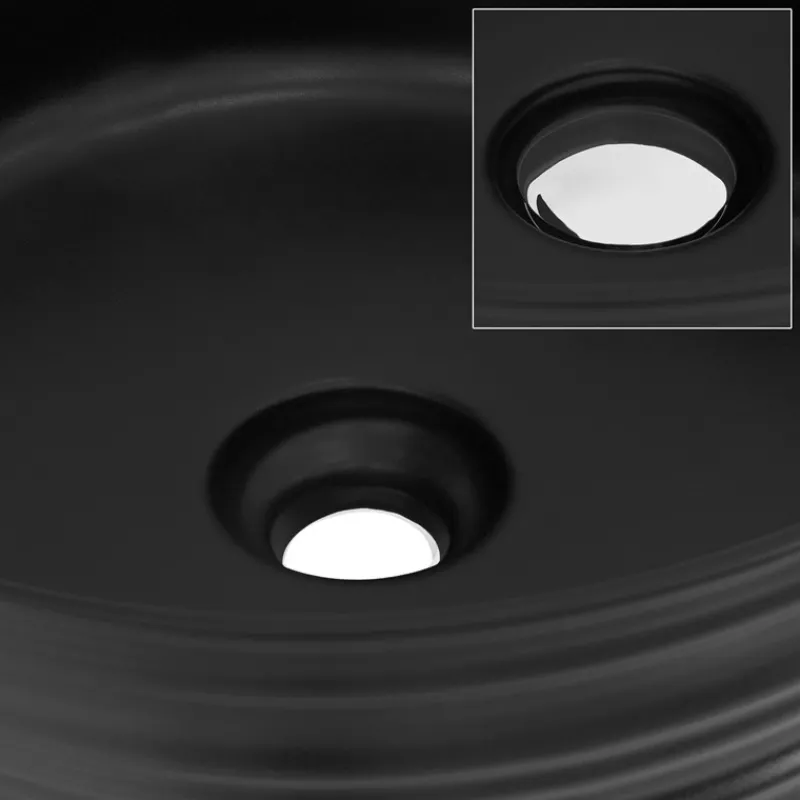 Waschbecken Rund ohne Überlauf Ø 41x18 cm Schwarz aus Keramik ML-Design-ECD Germany