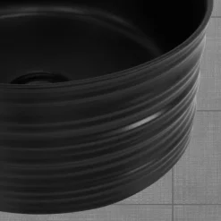 Waschbecken Rund ohne Überlauf Ø 41x18 cm Schwarz aus Keramik ML-Design-ECD Germany