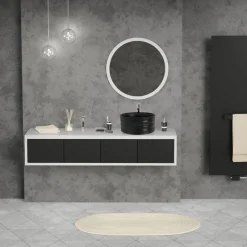 Waschbecken Rund ohne Überlauf Ø 41x18 cm Schwarz aus Keramik ML-Design-ECD Germany