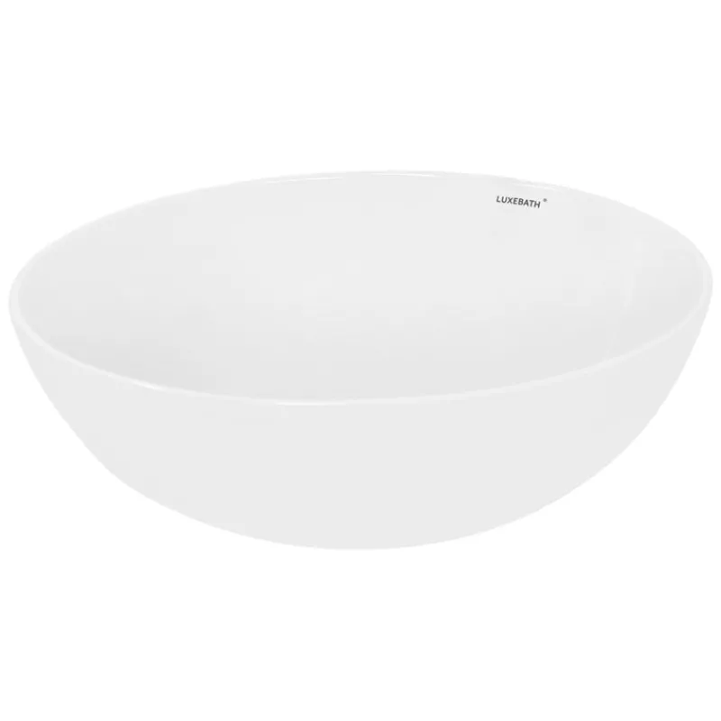 Waschbecken Rund ohne Überlauf Ø 40x14,7 cm Weiß aus Keramik-ECD Germany