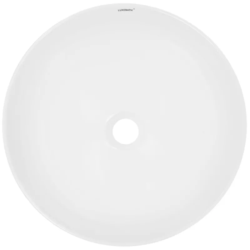 Waschbecken Rund ohne Überlauf Ø 40x14,7 cm Weiß aus Keramik-ECD Germany