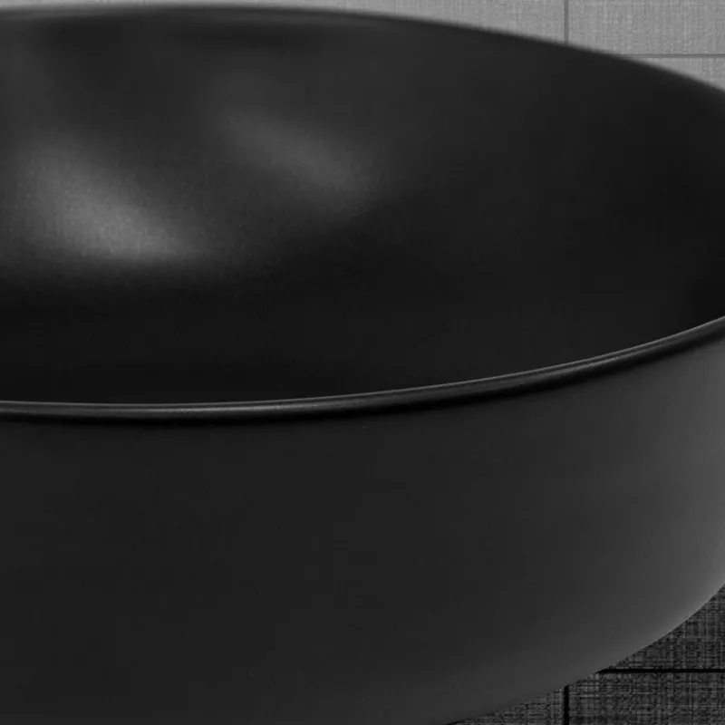 Waschbecken Rund ohne Überlauf Ø 36x12 cm Schwarz aus Keramik ML-Design-ECD Germany