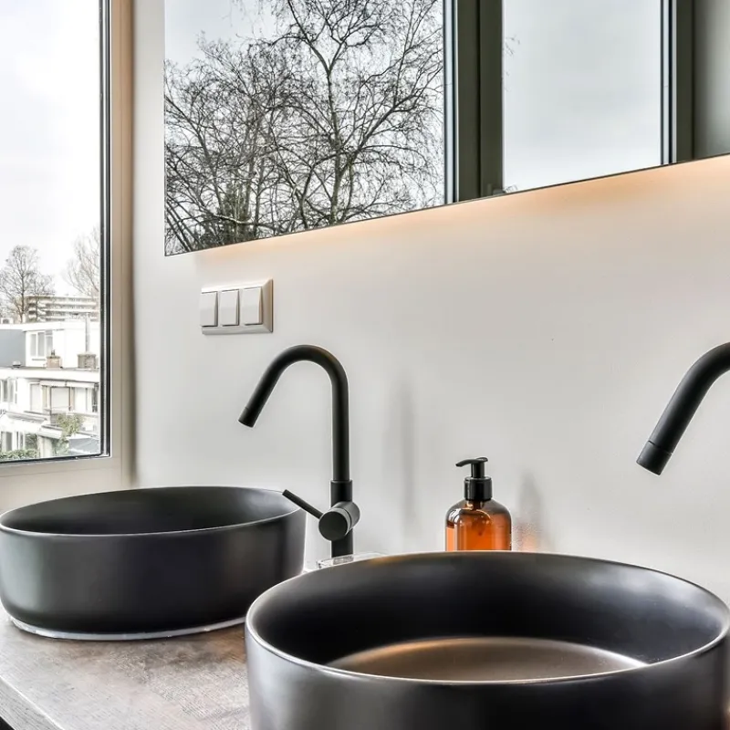 Waschbecken Rund ohne Überlauf Ø 36x12 cm Schwarz aus Keramik ML-Design-ECD Germany